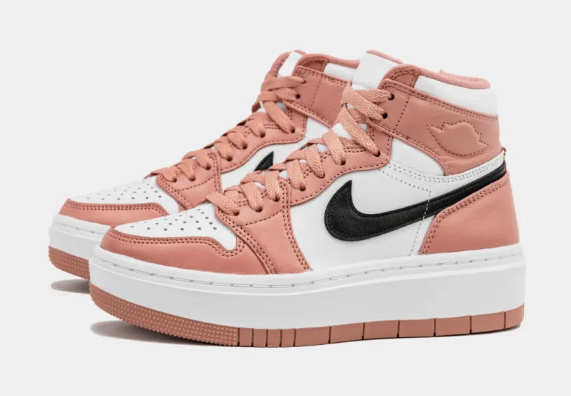 Black Air Jordan 1 Elevate High Red Stardust Womens Lifestyle Shoes (Red Stardust White) 