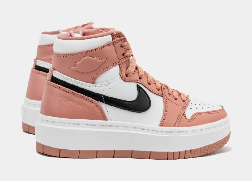 Black Air Jordan 1 Elevate High Red Stardust Womens Lifestyle Shoes (Red Stardust White) 